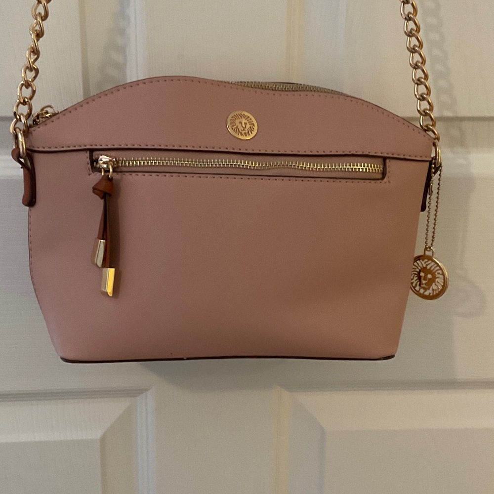 Anne Klein Blush Crossbody Bag with Gold Accents